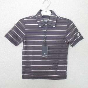 MAELREG‎ Kids Performance Polo Shirt Dark Grey Stripe Size 6 Wicking UPF 30+